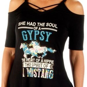 Soul of a Gypsy Off the Shoulder Black Tunic Top NWT